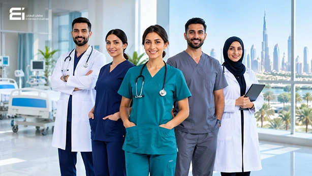 Healthcare professionals wearing uniforms